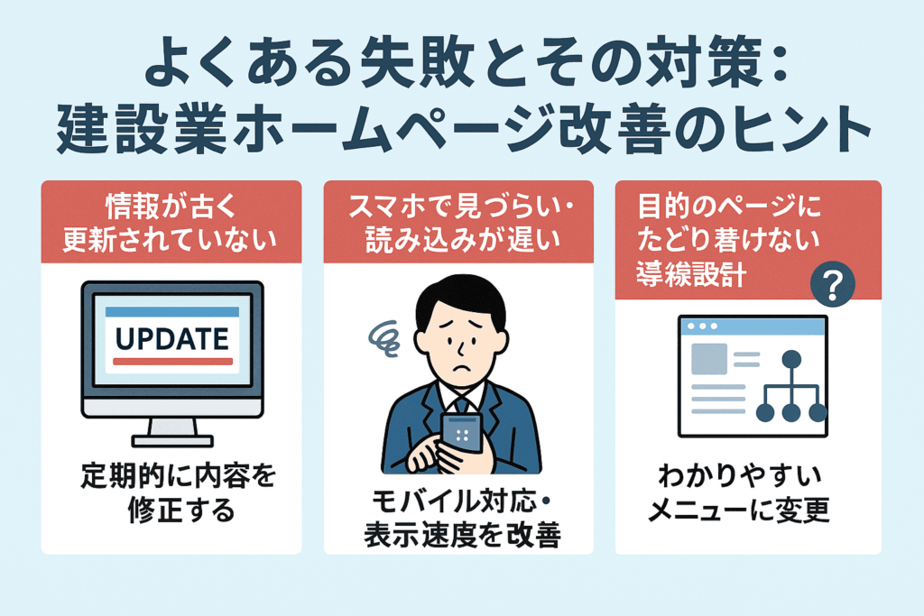 よくある失敗とその対策：建設業ホームページ改善のヒント