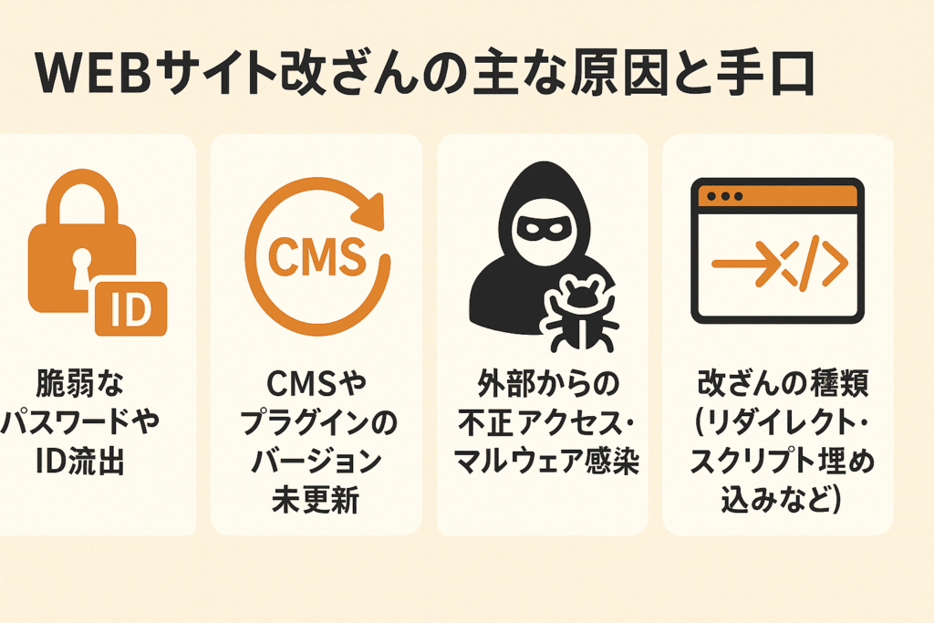 WEBサイト改ざんの主な原因と手口